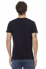 Trussardi Action Black Cotton Men V-Neck T-Shirt