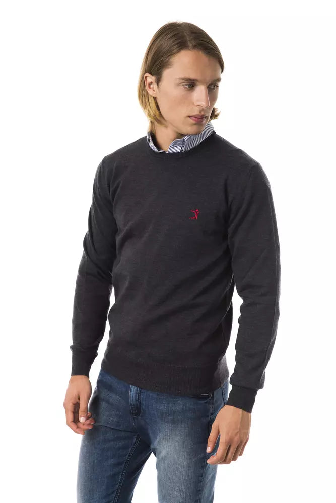 Uominitaliani Gray Merino Wool Men Sweater