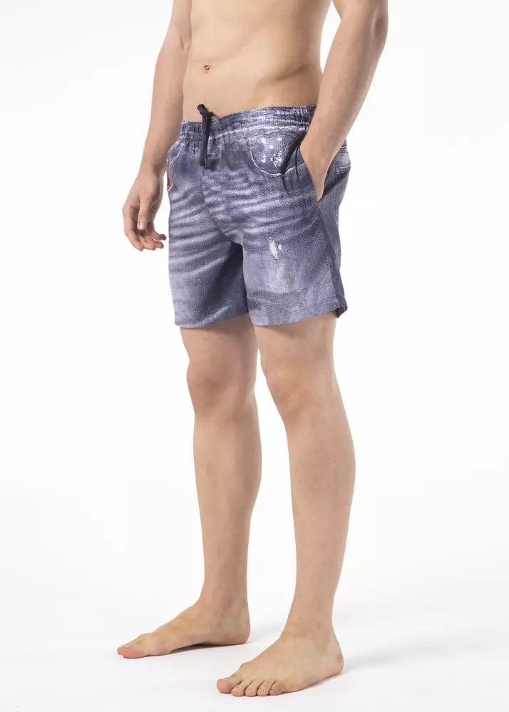 Just Cavalli Blue Polyester Men's Swim Short