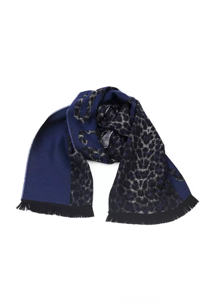 Cavalli Class Blue Wool Men Scarf