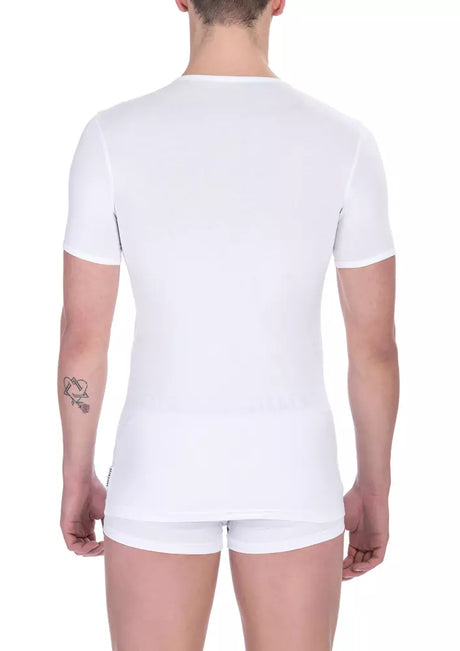 Bikkembergs White Cotton Men's V-Neck T-Shirt