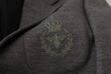 Dolce & Gabbana Elegant Gray Wool Blazer with Bee Crown Embroidery