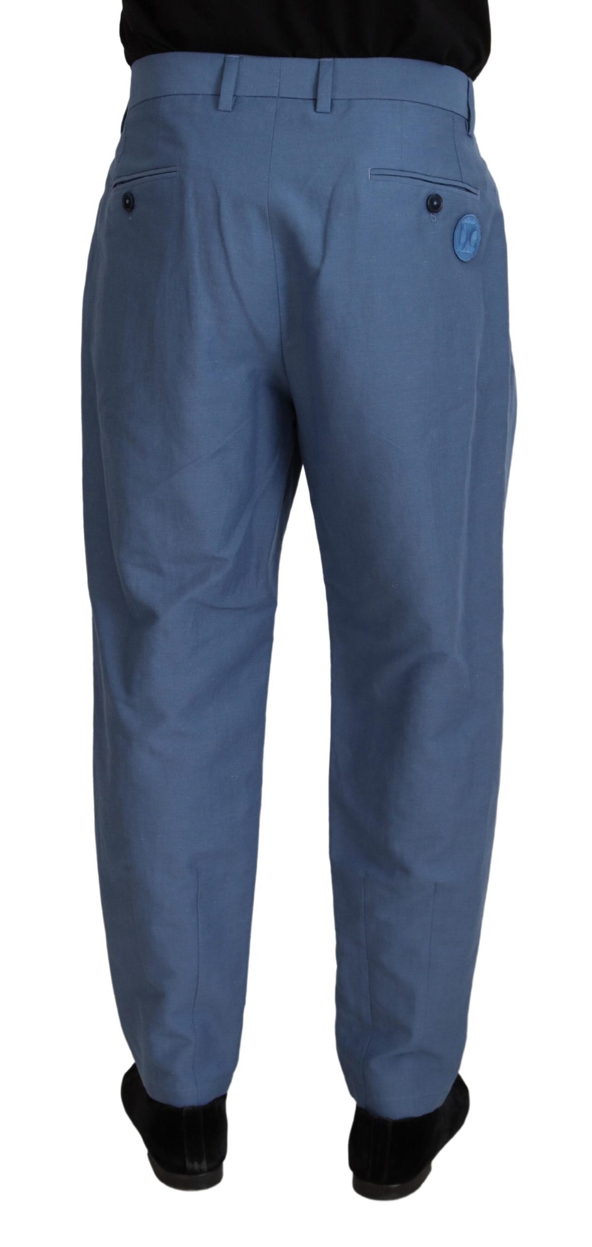 Dolce & Gabbana Elegant Blue Linen-Cotton Pants