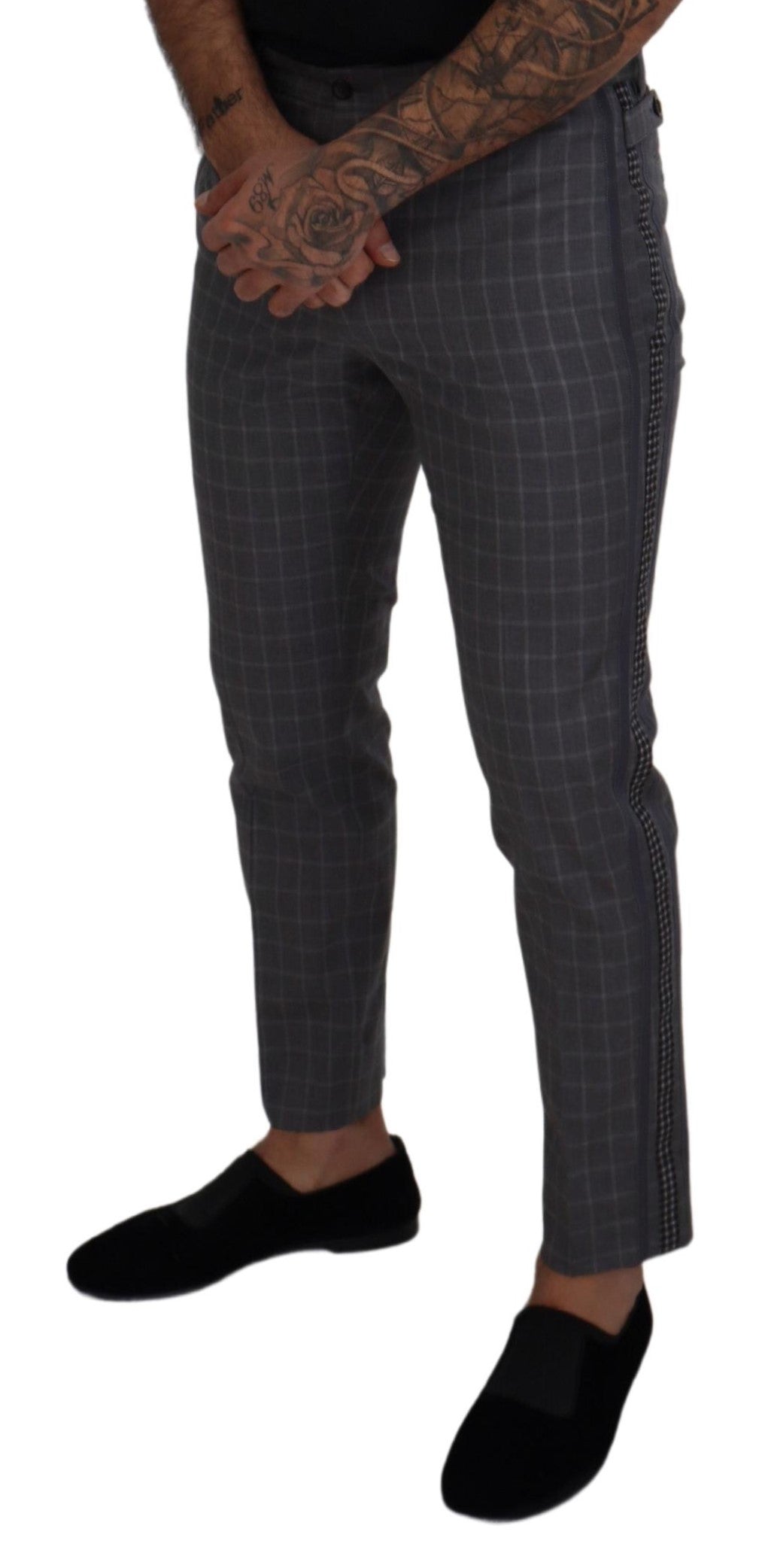 Dolce & Gabbana Elegant Checkered Cotton Pants for Men