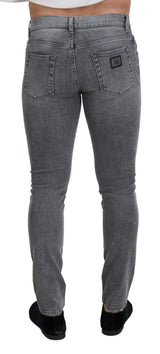 Dolce & Gabbana Chic Grey Washed Denim Pants