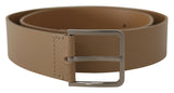 Dolce & Gabbana Beige Leather Statement Belt with Silver Buckle