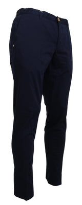 Domenico Tagliente Elegant Dark Blue Slim Chino Pants