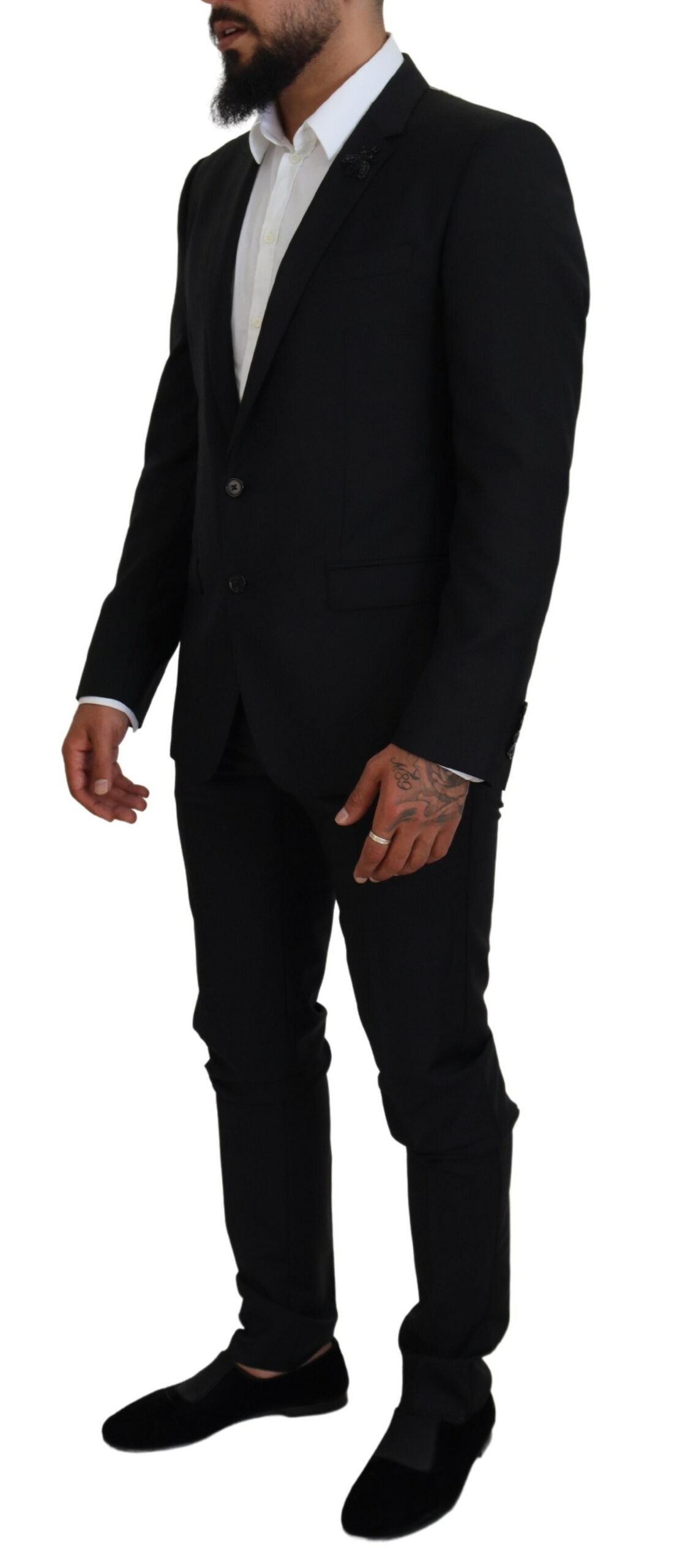 Dolce & Gabbana Sleek Black Two-Piece Wool Martini Suit