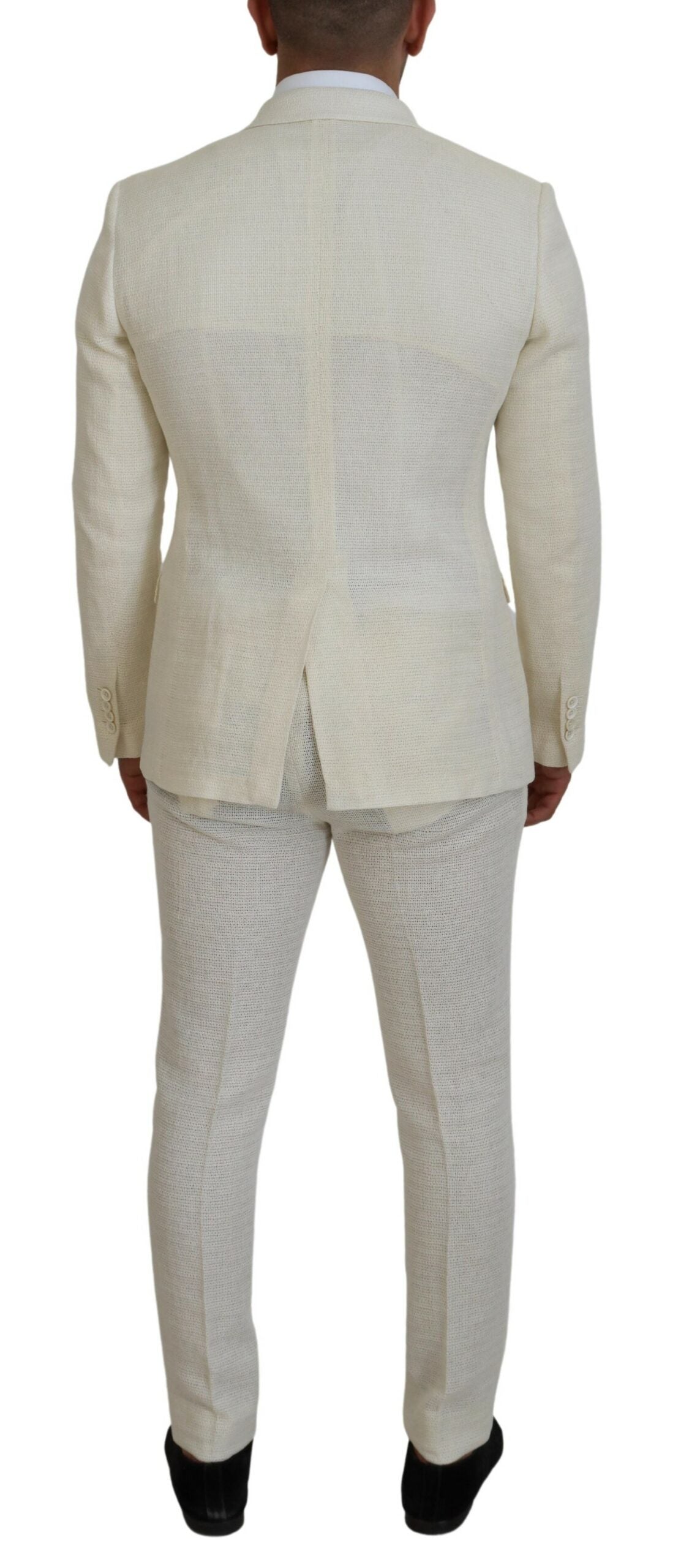 Dolce & Gabbana Elegant Off White Silk-Blend Suit