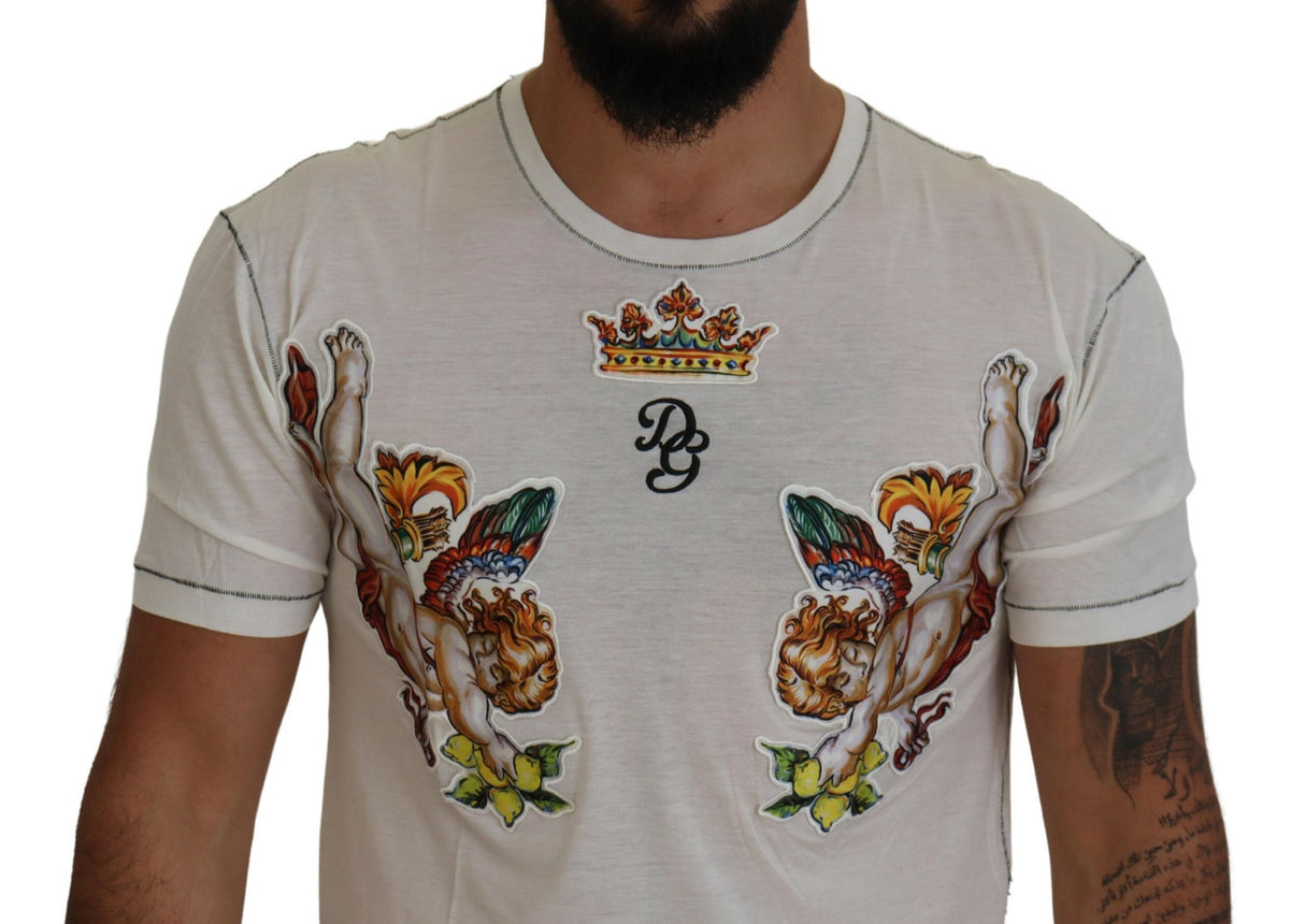 Dolce & Gabbana Elegant White Cotton-Silk Blend Tee