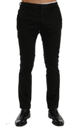 Costume National Chic Black Slim Fit Cotton Stretch Pants