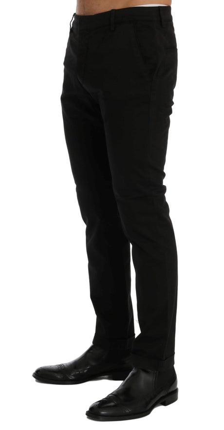 Costume National Chic Black Slim Fit Cotton Stretch Pants