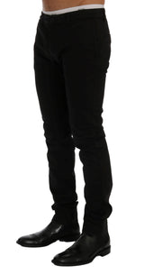 GF Ferre Elegant Slim Fit Black Cotton Trousers