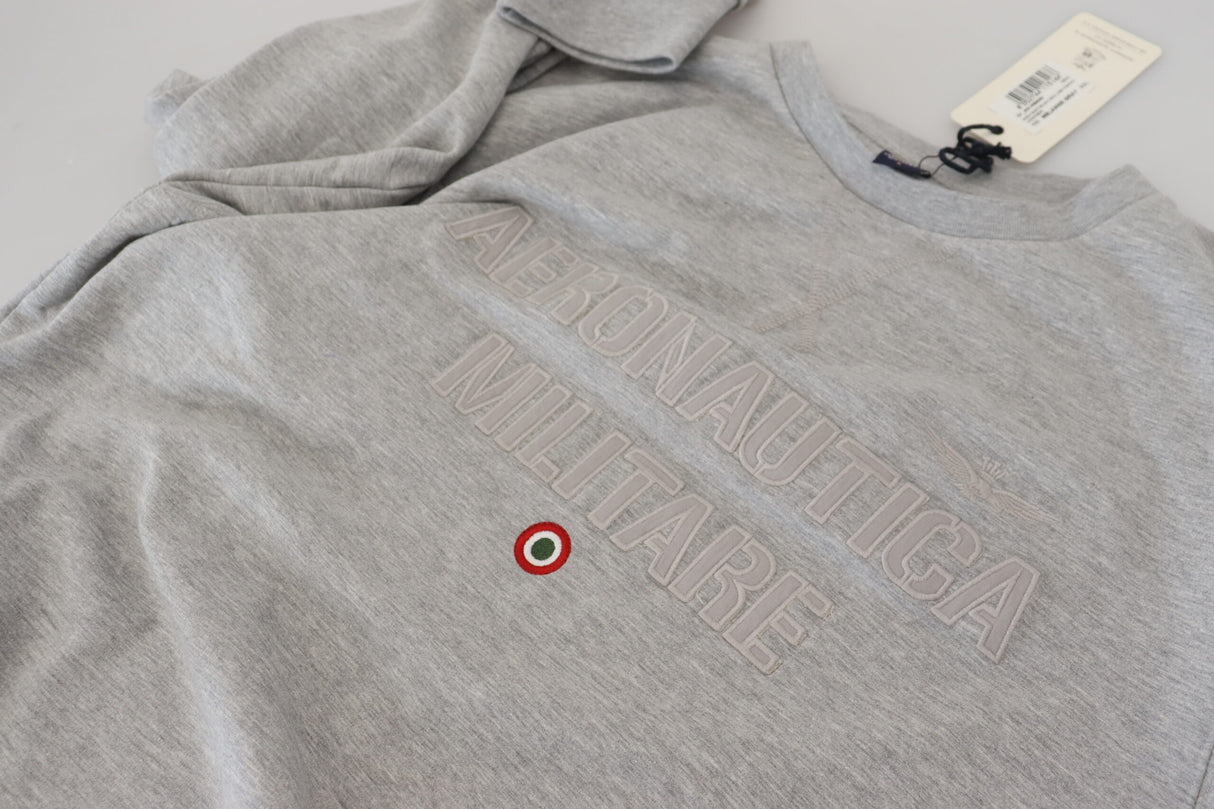 Aeronautica Militare Elegant Gray Pullover Sweater