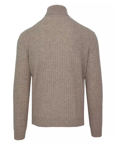 Malo Beige Cashmere-Wool Blend Turtleneck Sweater