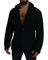 Dolce & Gabbana Elegant Black Wool-Cashmere Cardigan Sweater