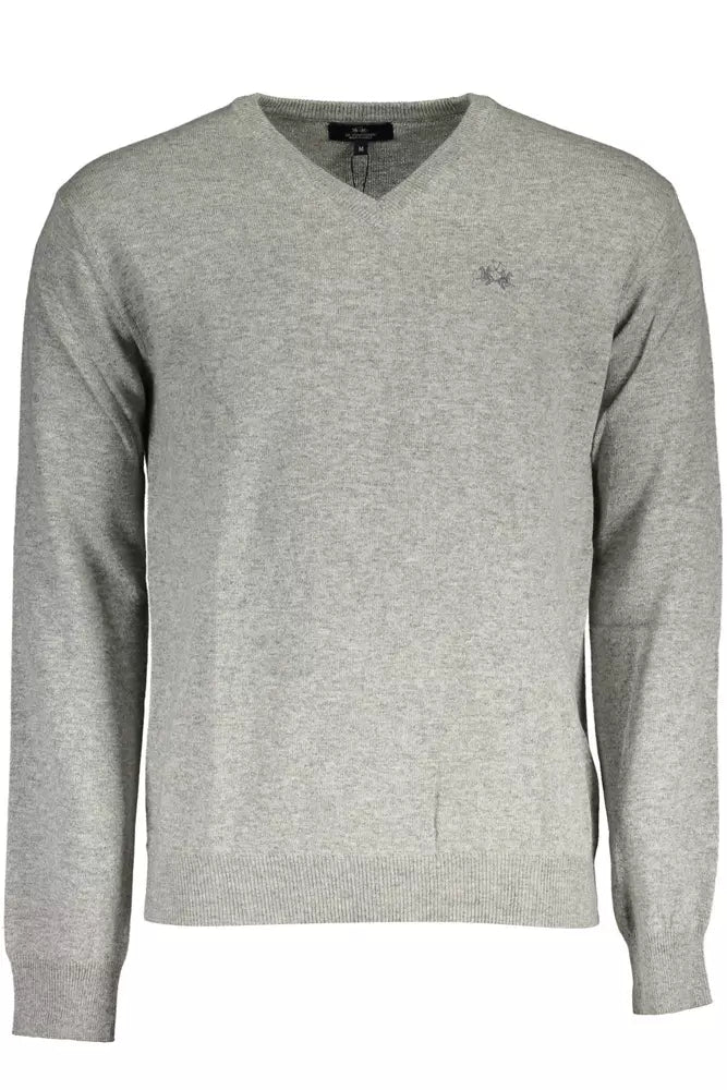 La Martina Gray Wool Men Sweater