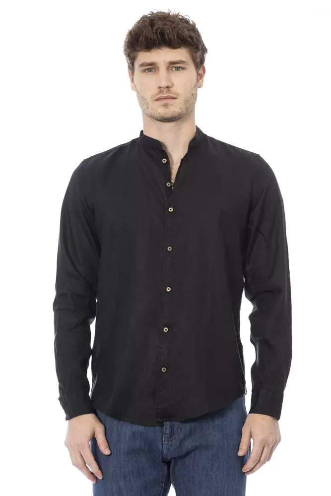 Baldinini Trend Black Lyocell Men Shirt