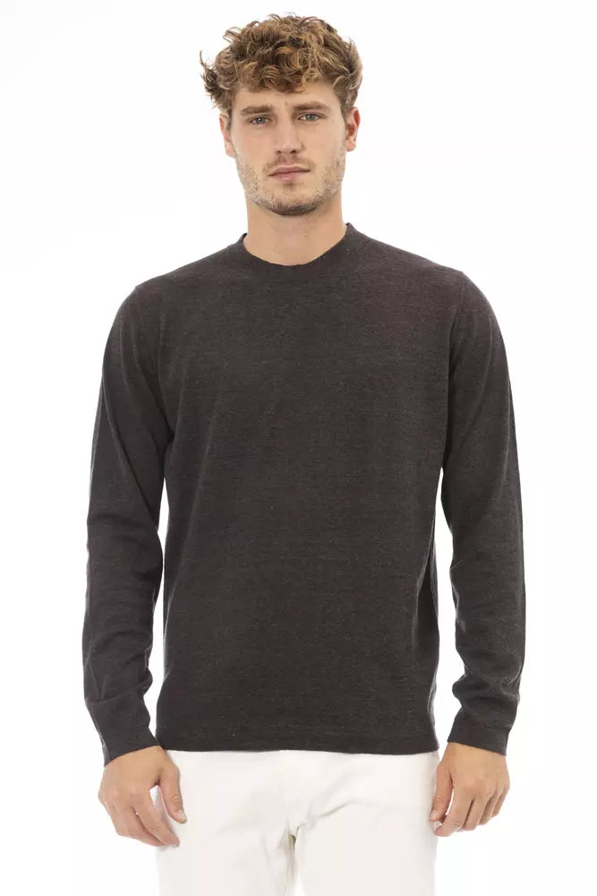 Alpha Studio Brown Cotton Men Sweater