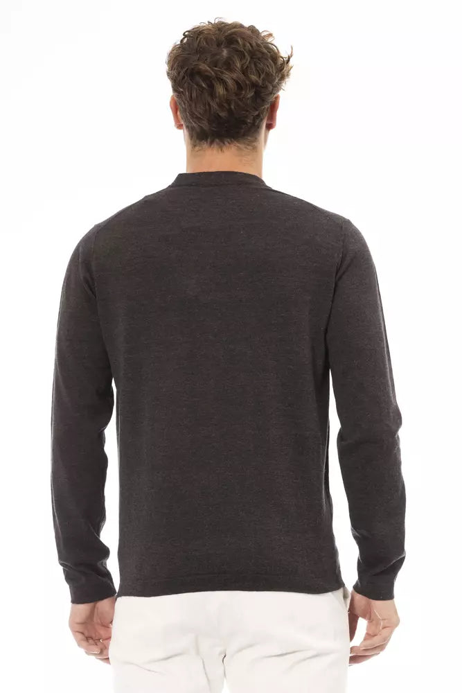 Alpha Studio Brown Cotton Men Sweater