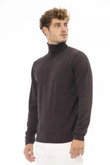 Alpha Studio Brown Cotton Men Sweater