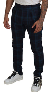 Dolce & Gabbana Elegant Plaid Wool Dress Pants