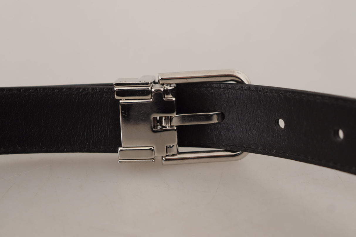 Dolce & Gabbana Sleek Black Leather Belt with Metal Buckle