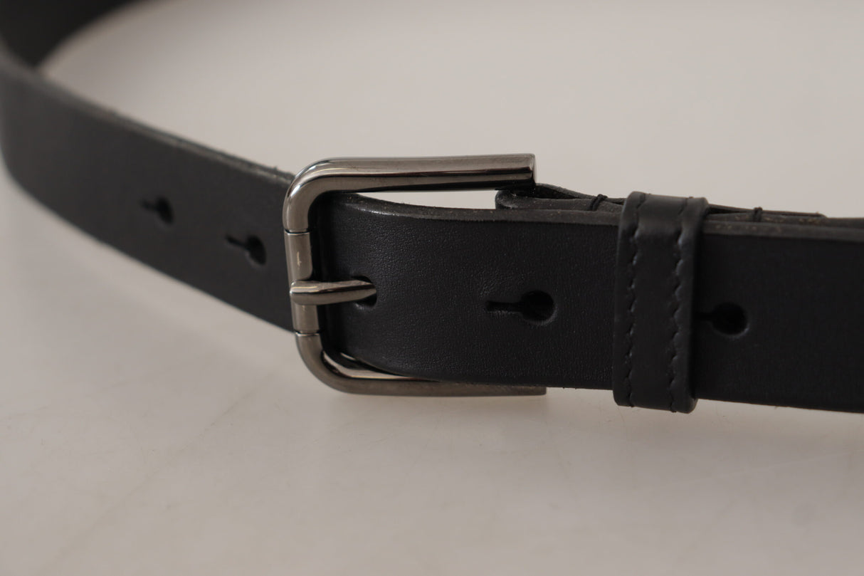 Dolce & Gabbana Elegant Black Leather Belt with Metal Buckle