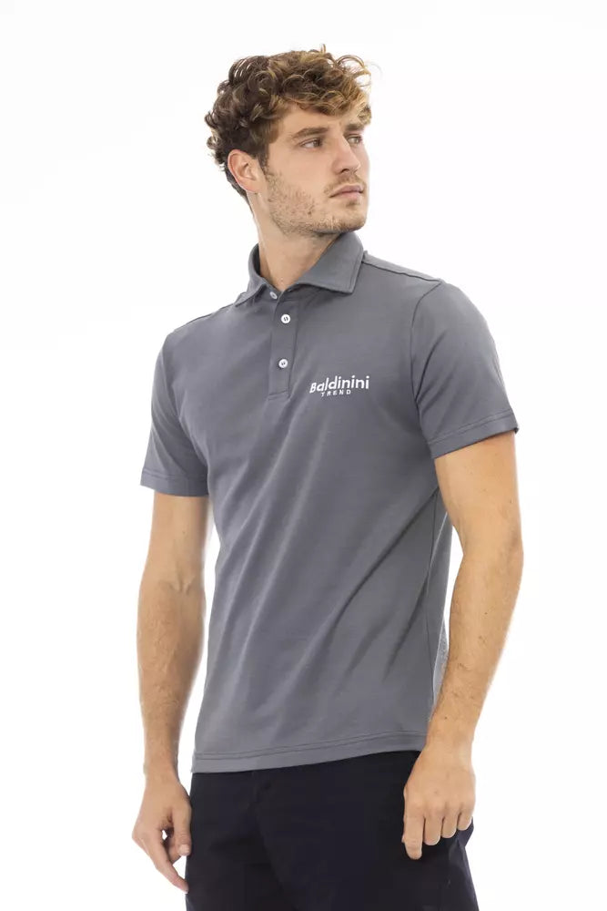 Baldinini Trend Gray Cotton Men Polo Shirt