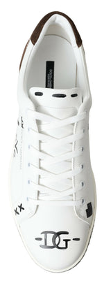 Dolce & Gabbana Sleek White Leather Casual Sneakers