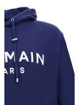 Balmain Elegant Navy Blue Monogram Hoodie