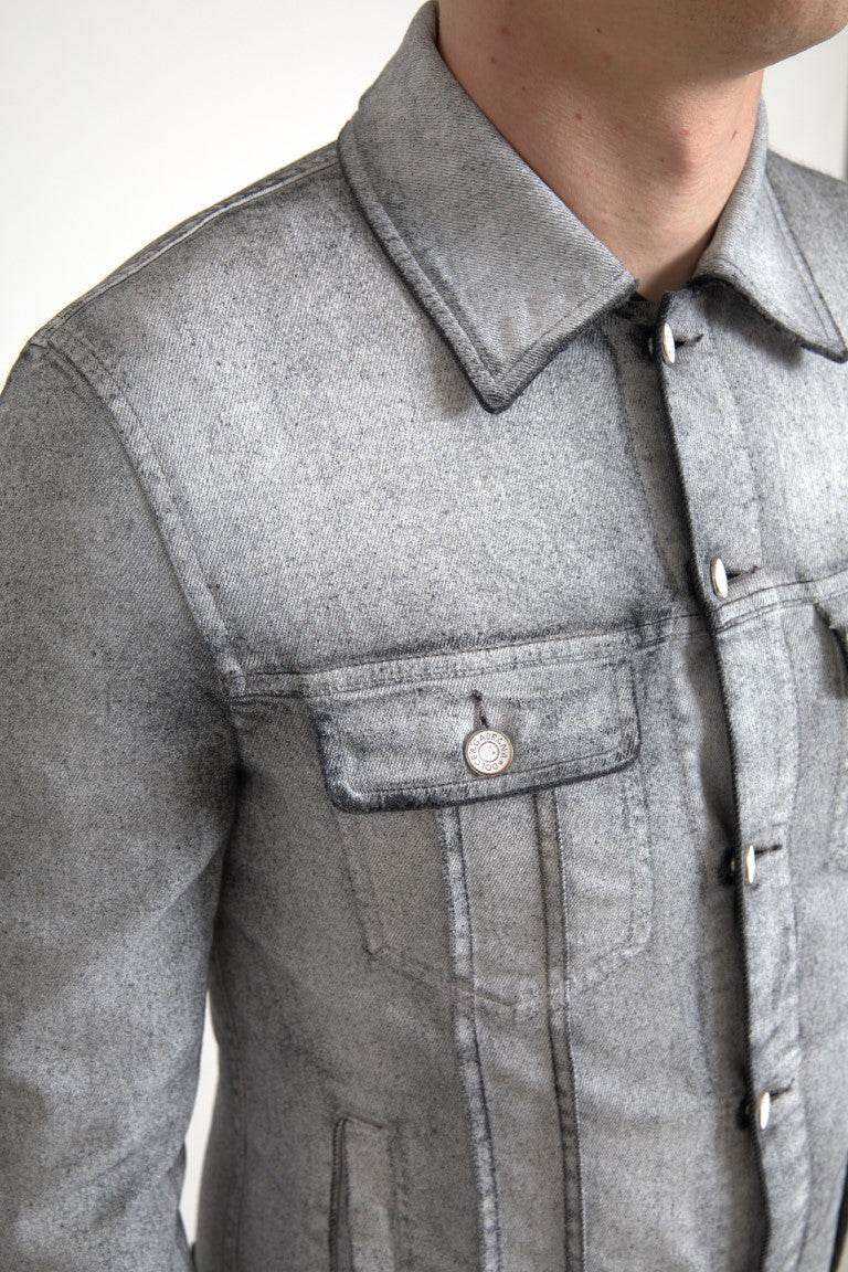 Dolce & Gabbana Elegant Gray Cotton Stretch Denim Jacket