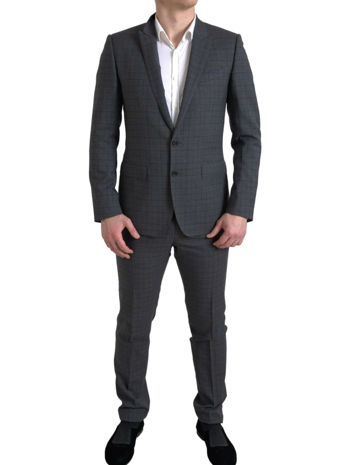 Dolce & Gabbana Elegant Grey Checkered Slim Fit Suit