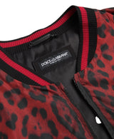 Dolce & Gabbana Red Leopard Print Bomber Jacket