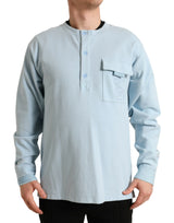 Dolce & Gabbana Elegant Light Blue Cotton Blend Crew Neck Sweater