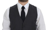 Dolce & Gabbana Elegant Gray Striped Wool Dress Vest