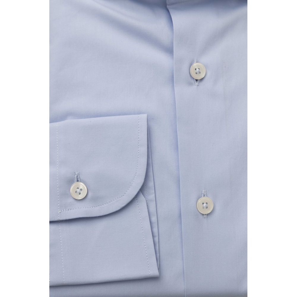 Bagutta Light Blue Cotton Mens Shirt