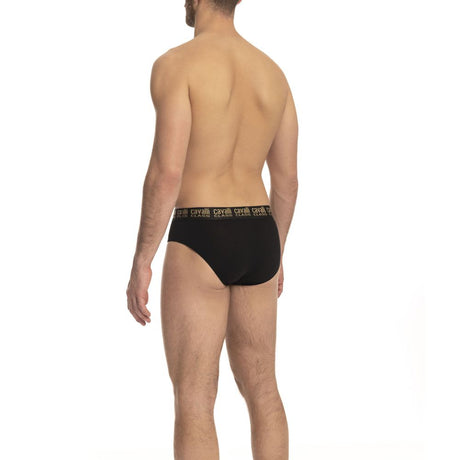 Cavalli Class Black Cotton Men Brief Pair