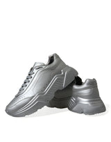 Dolce & Gabbana Elegant Silver Calfskin Leather Sneakers