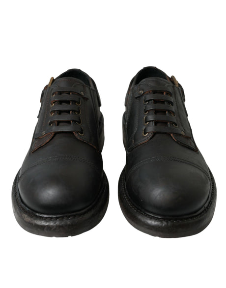 Dolce & Gabbana Elegant Mens Leather Derby Dress Shoes