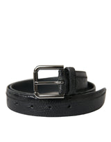 Dolce & Gabbana Elegant Black Leather Belt with Metal Buckle