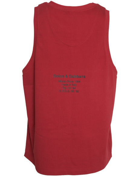 Dolce & Gabbana Red Leopard Print Sleeveless Tank T-shirt