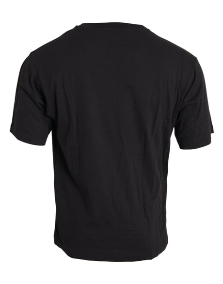 Dolce & Gabbana Black Printed Pocket Cotton Crewneck T-shirt