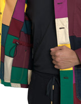 Dolce & Gabbana Multicolor Patchwork Cotton Collared Jacket