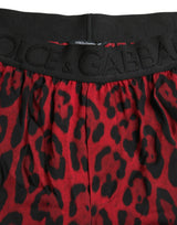 Dolce & Gabbana Red Leopard Print Viscose Bermuda Shorts