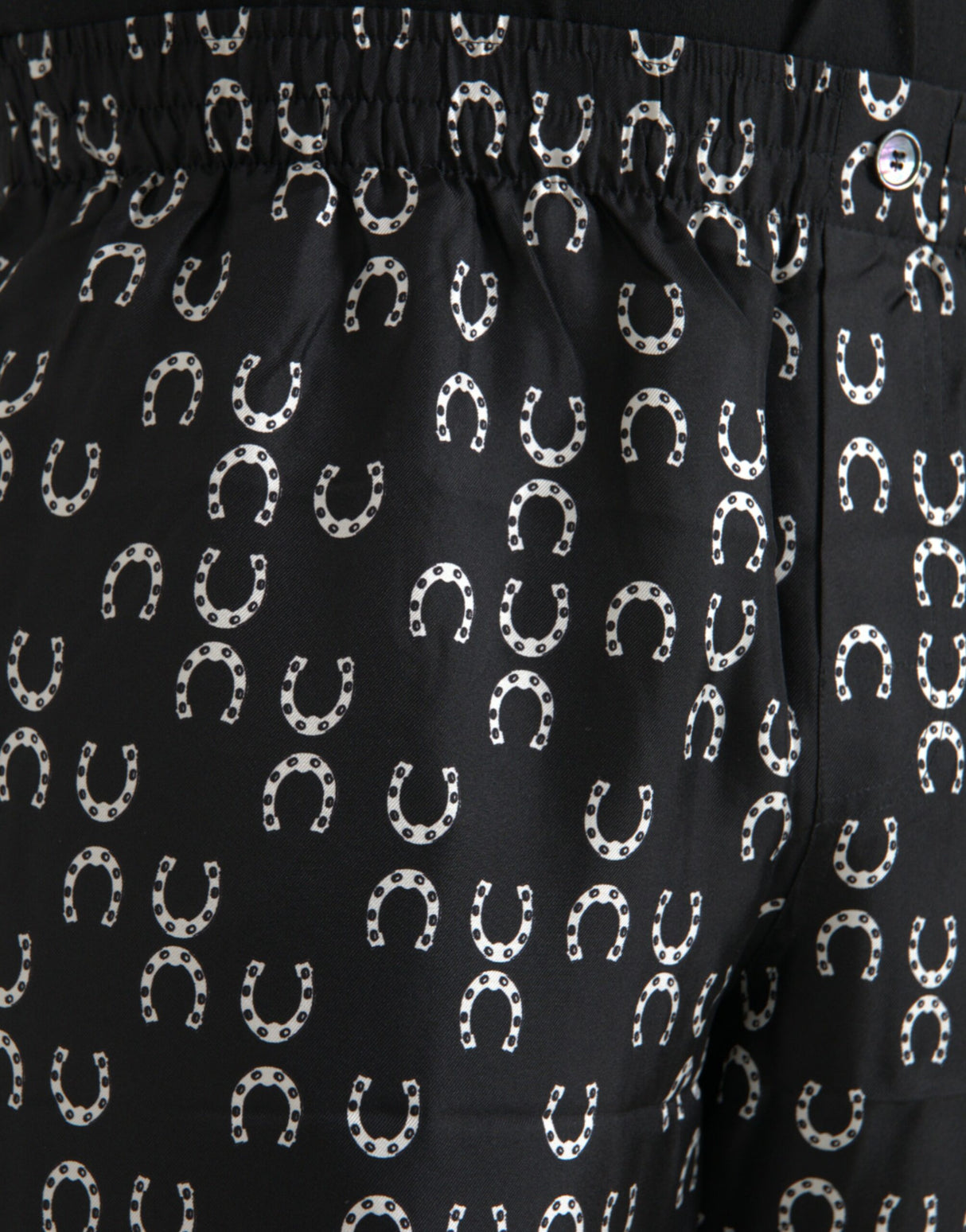 Dolce & Gabbana Black Horseshoe Print Silk Pants