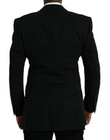 Dolce & Gabbana Black Wool Peak Single Breasted Coat Blazer