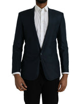 Dolce & Gabbana Blue MARTINI Shawl Single Breasted Blazer