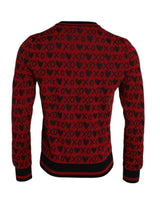 Dolce & Gabbana Red Black XOXO Crew Neck Pullover Sweater