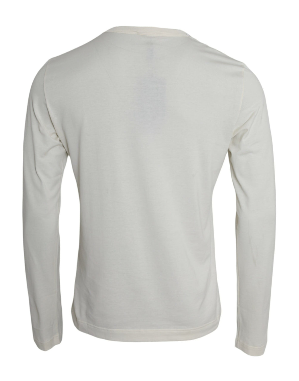 Dolce & Gabbana Off White Cotton Round Neck Pullover Sweater